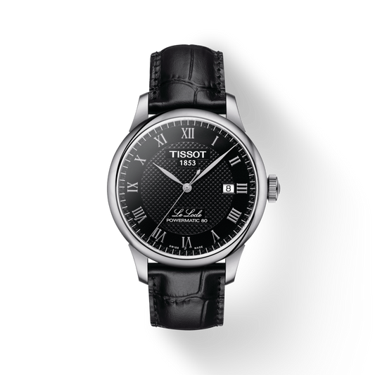 Tissot Le Locle Powermatic 80 Black Dial Black Leather Strap Watch For Men - T006.407.16.053.00