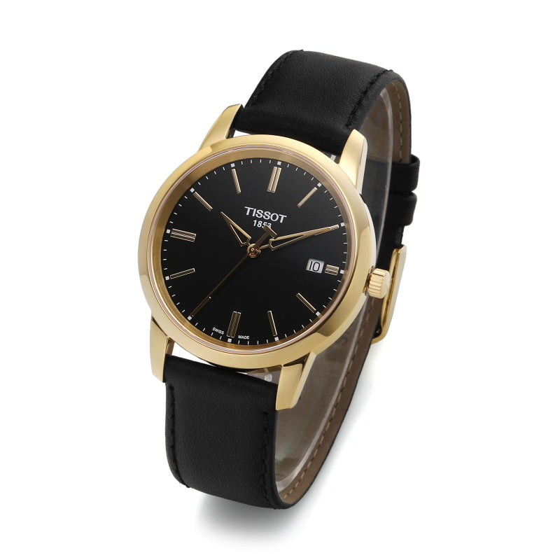 Tissot T Classic Dream Black Dial Black Leather Strap Watch for Men - T033.410.36.051.01