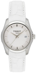 Tissot Couturier Lady Silver Dial White Leather Strap Watch For Women - T035.210.16.011.00