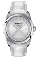 Tissot Couturier Lady Silver Dial White Leather Strap Watch For Women - T035.210.16.011.00