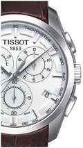 Tissot Couturier Chronograph White Dial Brown Leather Strap Watch For Men - T035.617.16.031.00