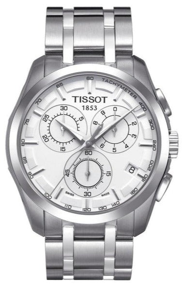 Tissot T Classic Couturier Chronograph White Dial Silver Steel Strap Watch For Men - T101.617.11.031.00