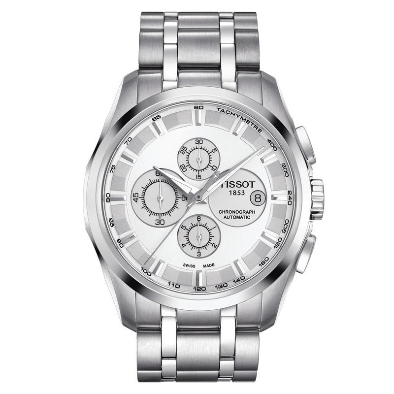 Tissot T Classic Couturier Chronograph White Dial Silver Steel Strap Watch For Men - T101.617.11.031.00