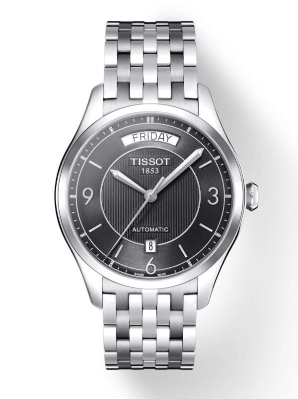 Tissot T Classic T One Automatic Black Dial Silver Steel Strap Watch For Men - T038.430.11.057.00