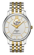 Tissot Tradition Powermatic 80 Open Heart Silver Dial Two Tone Steel Strap Watch For Men - T063.907.22.038.00