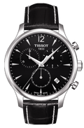 Tissot Tradition Chronograph Black Dial Black Leather Strap Watch For Men - T0636171605700