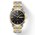 Tissot Automatics III Day Date Black Dial Two Tone Steel Strap Watch For Men - T065.430.22.051.00