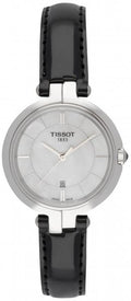 Tissot T Lady Flamingo Mother of Pearl White Dial Black Leather Strap Watch for Women - T094.210.16.111.00
