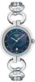 Tissot T Lady Flamingo Mother of Pearl Blue Dial Silver Steel Strap Watch for Women - T094.210.11.126.00