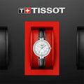 Tissot T Lady Flamingo Mother of Pearl White Dial Black Leather Strap Watch for Women - T094.210.16.111.00
