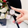 Tissot T Lady Flamingo Mother of Pearl White Dial Black Leather Strap Watch for Women - T094.210.16.111.00