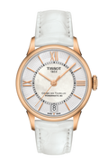 Tissot Chemin Des Tourelles Powermatic 80 Lady Silver Dial White Leather Strap Watch For Women - T099.207.36.118.00