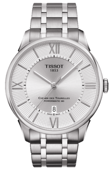 Tissot Chemin Des Tourelles Powermatic 80 Silver Dial Silver Steel Strap Watch For Men - T099.407.11.038.00