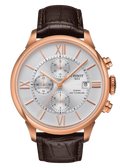 Tissot Des Tourelles Chronograph Silver Dial Brown Leather Strap Watch For Men - T099.427.36.038.00