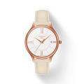 Tissot T Lady Bella Ora Round White Dial Beige Leather Strap Watch For Women - T103.210.36.018.00