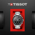 Tissot V8 Quartz Chronograph Black Dial Silver Steel Strap Watch For Men - T106.417.11.051.00