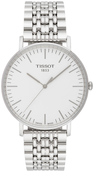 Tissot T Classic Everytime Large White Dial Silver Steel Strap Watch for Men - T109.610.11.031.00