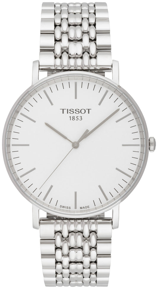 Tissot T Classic Everytime Large White Dial Silver Steel Strap Watch for Men - T109.610.11.031.00