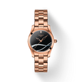 Tissot T Wave Black Dial Rose Gold Steel Strap Watch For Women - T112.210.33.051.00