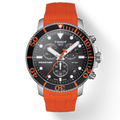Tissot Seastar 1000 Chronograph Black Dial Orange Rubber Strap Watch For Men - T120.417.17.051.01