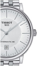 Tissot T Classic Carson Premium Powermatic 80 White Dial Silver Steel Strap Watch For Men - T122.407.11.031.00