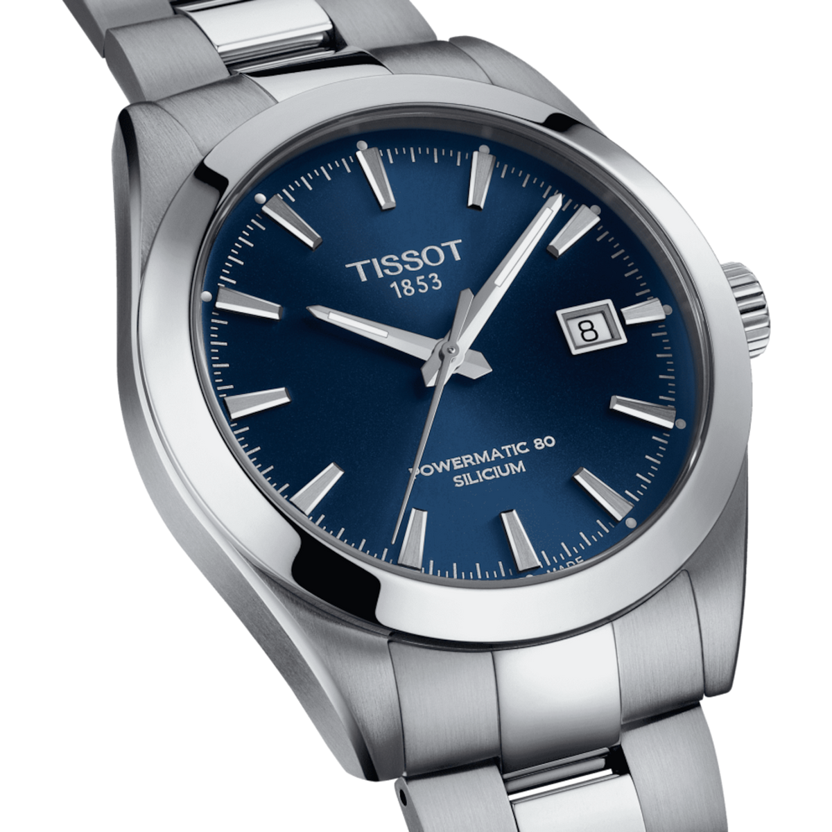 Tissot Gentlemen Powermatic 80 Silicium Blue Dial Silver Steel Strap Watch For Men - T127.407.11.041.00