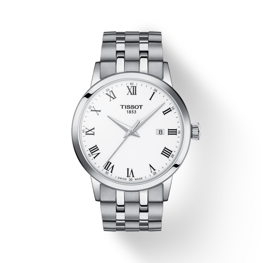 Tissot T Classic Dream White Dial Silver Steel Strap Watch For Men - T129.410.11.013.00
