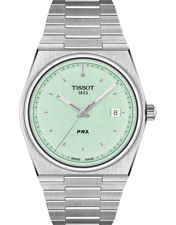 Tissot PRX Quartz Light Green Dial Silver Steel Strap Watch for Men - T137.410.11.091.01
