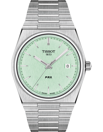 Tissot PRX Quartz Light Green Dial Silver Steel Strap Watch for Men - T137.410.11.091.01