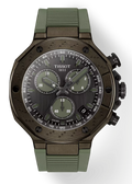 Tissot T Race Chronograph Black Dial Green Rubber Strap Watch for Men - T141.417.37.061.02