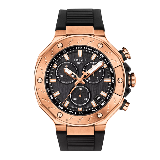Tissot T Race Chronograph Black Dial Black Rubber Strap Watch For Men - T141.417.37.051.00