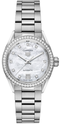 Tag Heuer Carrera Date Diamonds Mother of Pearl Dial Silver Steel Strap Watch for Women - WBN2414.BA0621