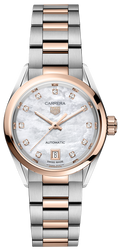 Tag Heuer Carrera Date Automatic Mother of Pearl Dial Two Tone Steel Strap Watch for Women - WBN2450.BD0569