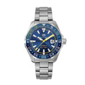 Tag Heuer Aquaracer Caliber 5 Match Timer Shinji Kagawa Edition Blue Dial Silver Steel Strap Watch for Men - WAY201H.BA0927