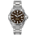 Tag Heuer Aquaracer Calibre 5 Automatic Sunray Brown Dial Silver Steel Strap Watch for Men - WAY2018.BA0927