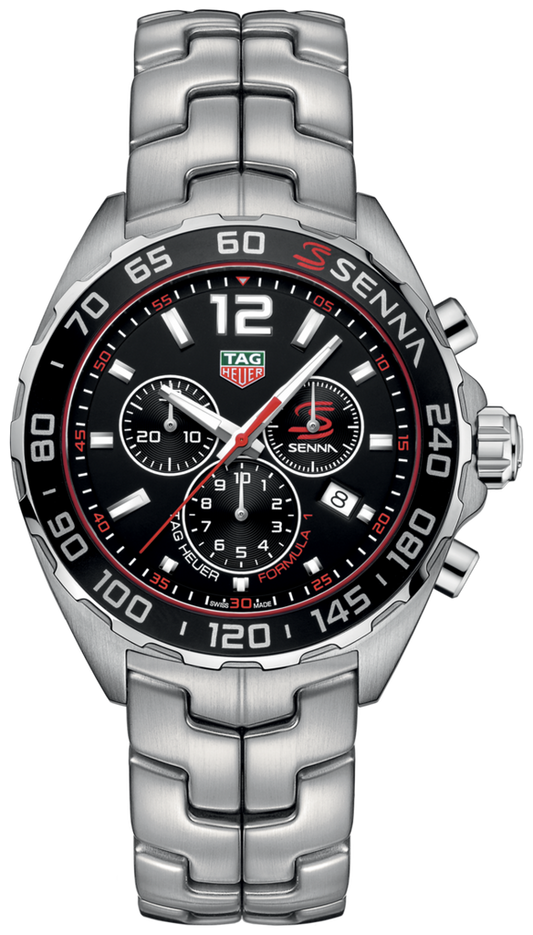 Tag Heuer Senna Chronograph Special Edition Black Dial Silver Steel Strap Watch for Men - CAZ1015.BA0883