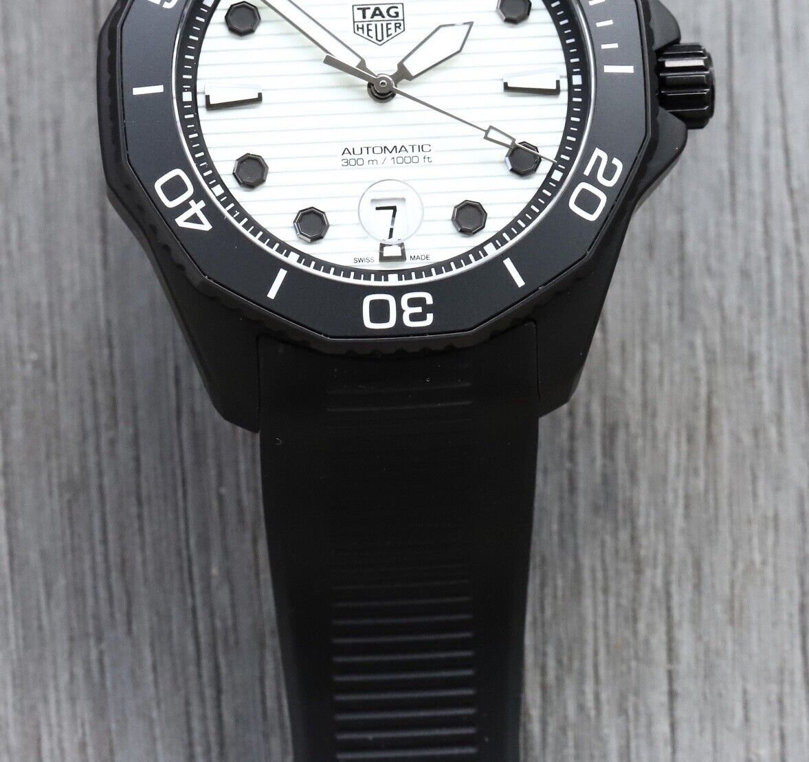 Tag Heuer Aquaracer Professional 300 Automatic White Dial Black Rubber Strap Watch for Men - WBP201D.FT6197