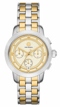 Tory Burch The Tory Chronograph White Dial Two Tone Steel Strap Watch for Women - TBW1052