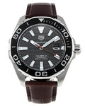 Tag Heuer Aquaracer Caliber 5 Black Dial Brown Leather Strap Watch for Men - WAY201M.FC6474