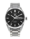 Tag Heuer Carrera Calibre 5 Automatic Black Dial Silver Steel Strap Watch for Men - WAR201A.BA0723