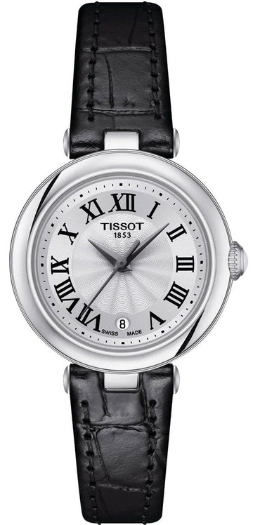 Tissot Bellissima Small Lady Silver Dial Black Leather Strap Watch For Women - T126.010.16.013.00