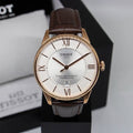Tissot Chemin Des Tourelles Powermatic 80 Silver Dial Brown Leather Strap Watch For Men - T099.407.36.038.00