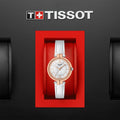 Tissot T Lady Flamingo Mother of Pearl White Dial White Leather Strap Watch For Women - T094.210.26.111.01