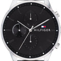 Tommy Hilfiger Chase Quartz Black Dial Silver Steel Strap Watch For Men - 1791485