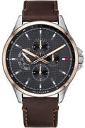 Tommy Hilfiger Shawn Multifunction Grey Dial Brown Leather Strap Watch for Men - 1791615