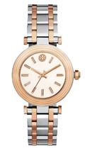 Tory Burch Classic T White Dial Two Tone Steel Strap Watch for Women - TBW9011