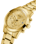 Guess Atlas Chronograph Gold Dial Gold Steel Strap Watch For Men - W0668G4