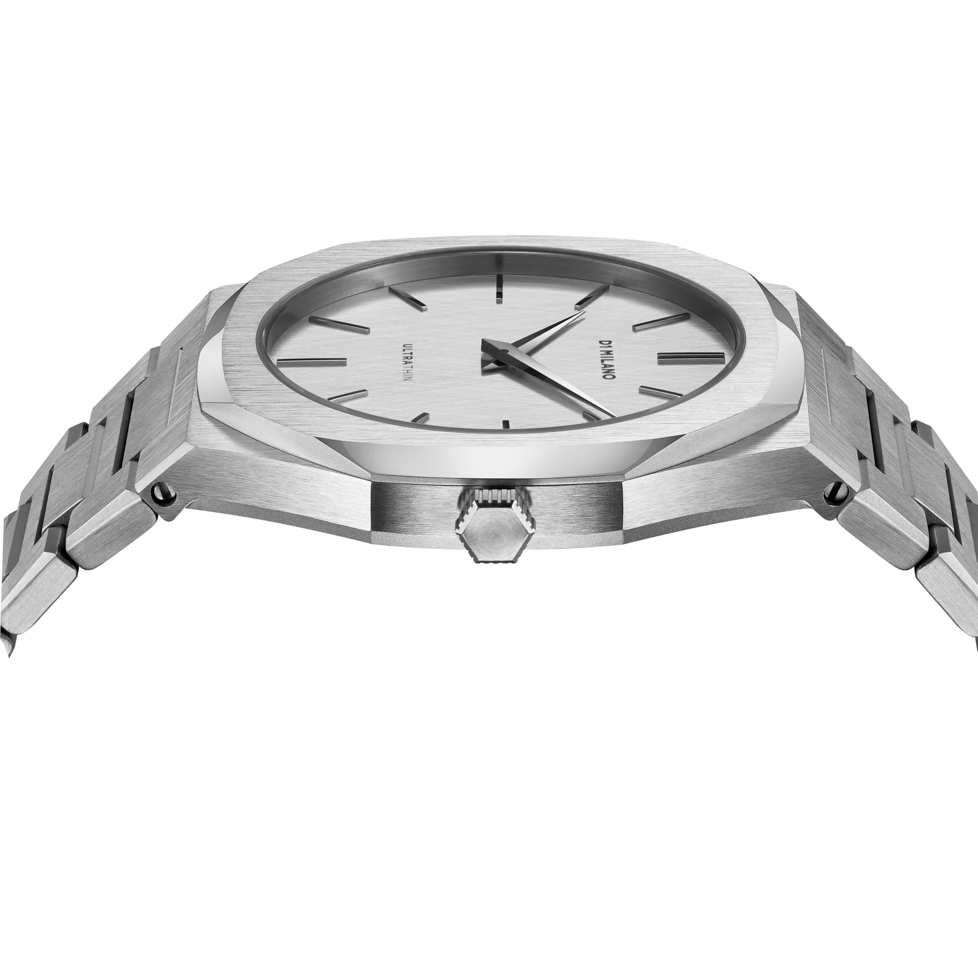 D1 Milano Ultra Thin Linen White Dial Silver Steel Strap Watch for Unisex - D1-UTBJ23