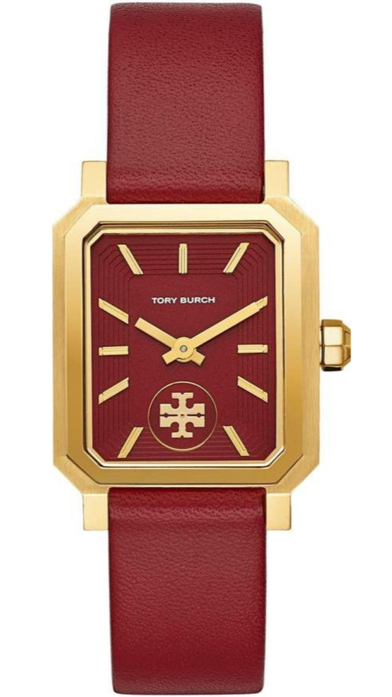 Tory Burch Robinson Quartz Red Dial Red Leather Strap Watch for Women - TBW1505