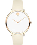 Movado Museum 70th Anniversary Special Edition White Dial White Leather Strap Watch For Women - 0607139